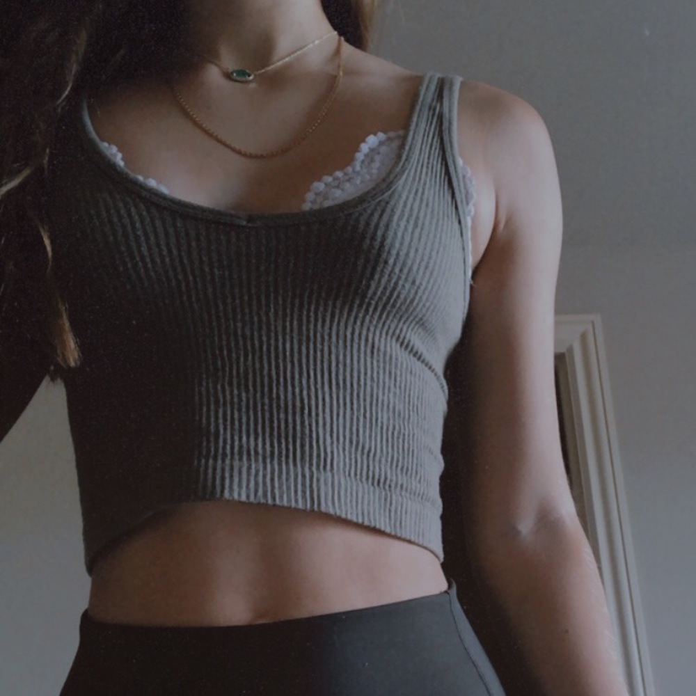 Olive ribbed top from urban outfitters